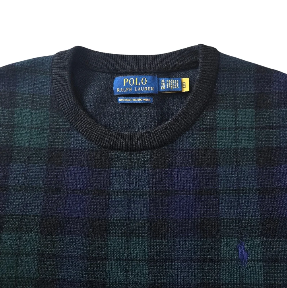 POLO Ralph Lauren Plaid Washable Wool Sweater Tartan